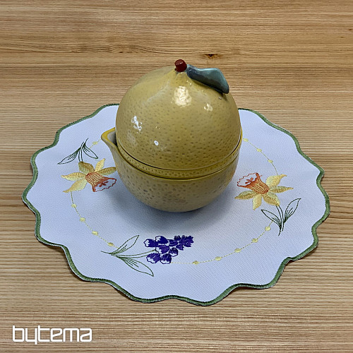 Nappe et foulard brodés NARCISSIS ET LA FILLE DES NEIGES