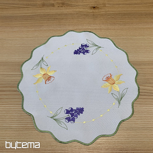 Nappe et foulard brodés NARCISSIS ET LA FILLE DES NEIGES