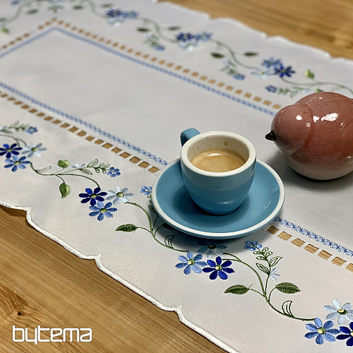 Nappe et foulard brodés FLEURS OUBLIÉES