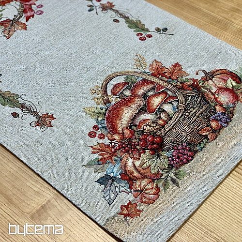 Nappe et foulard en tapisserie CHAMPIGNONS DANS LE CHARIOT