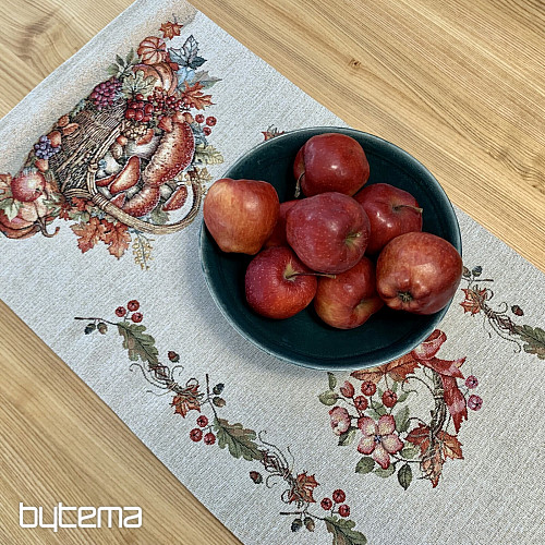 Nappe et foulard en tapisserie CHAMPIGNONS DANS LE CHARIOT