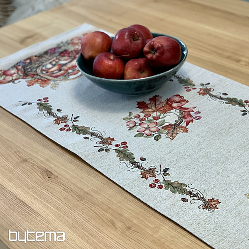 Nappe et foulard en tapisserie CHAMPIGNONS DANS LE CHARIOT