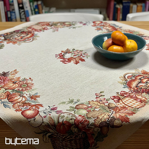 Nappe et foulard en tapisserie CHAMPIGNONS DANS LE CHARIOT