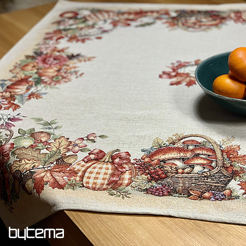 Nappe et foulard en tapisserie CHAMPIGNONS DANS LE CHARIOT