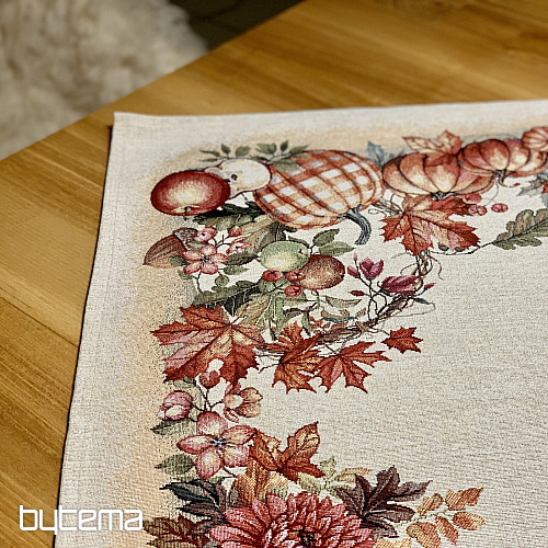 Nappe et foulard en tapisserie CHAMPIGNONS DANS LE CHARIOT