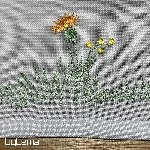 Nappe et foulard brodés Prairie et abeilles