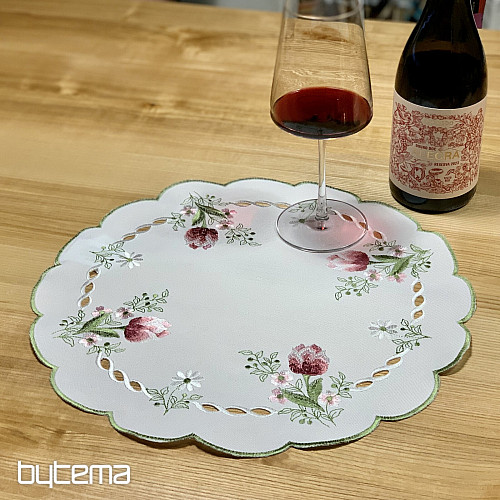 Nappe et foulard brodés BOUQUET DE TULIPES