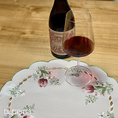 Nappe et foulard brodés BOUQUET DE TULIPES