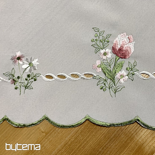 Nappe et foulard brodés BOUQUET DE TULIPES