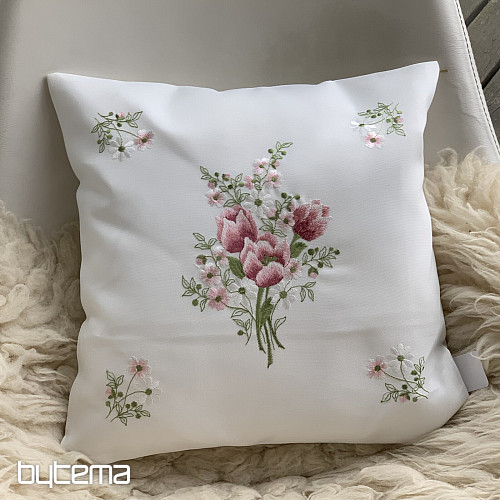 Housse décorative brodée BOUQUET DE TULIPES