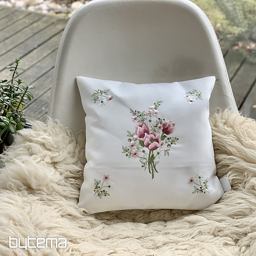 Housse décorative brodée BOUQUET DE TULIPES