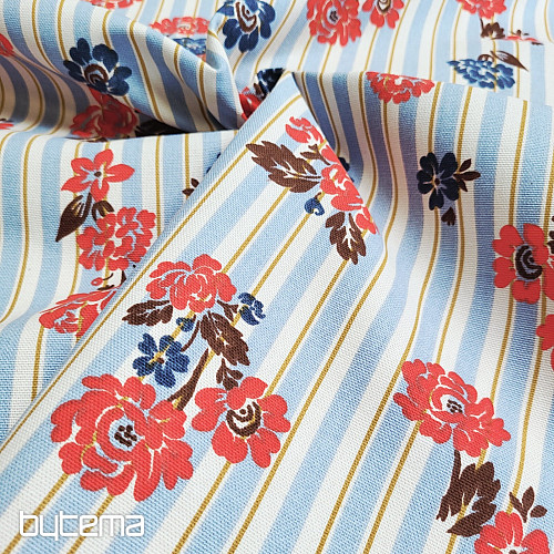 Tissu en coton RAYURES BLEUES RIMCHA