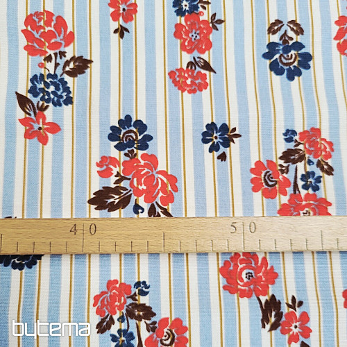 Tissu en coton RAYURES BLEUES RIMCHA