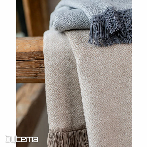 Couverture VIENNA ECRU à franges