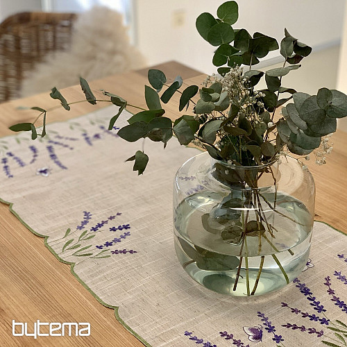 Nappe et foulard brodés LAVANDE