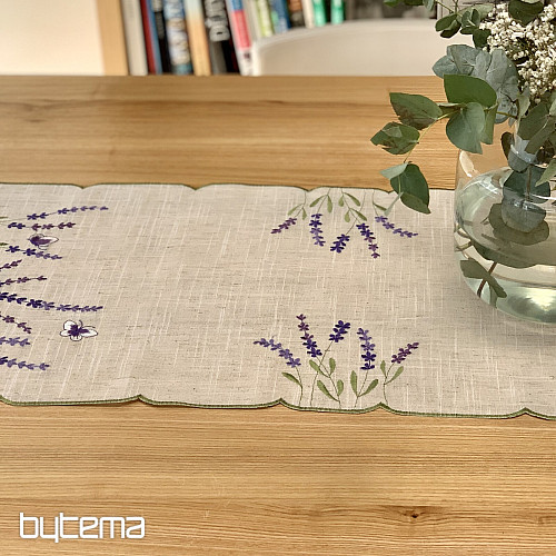 Nappe et foulard brodés LAVANDE