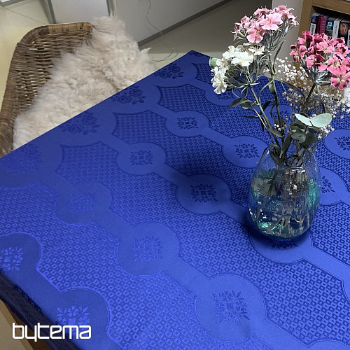 Nappe damassée bleu foncé 130 x 230