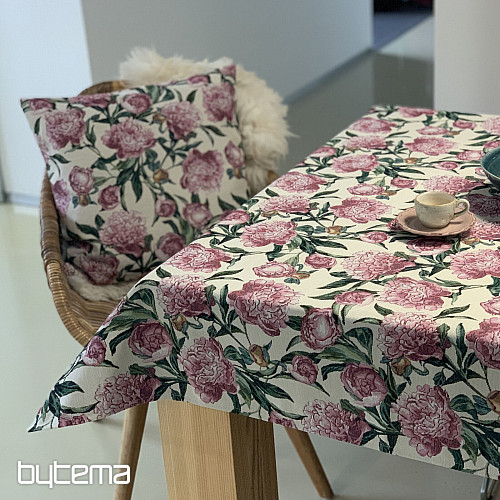 Nappe et foulard pivoines