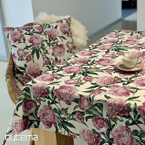 Nappe et foulard pivoines