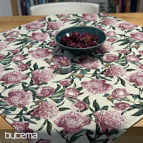 Nappe et foulard pivoines