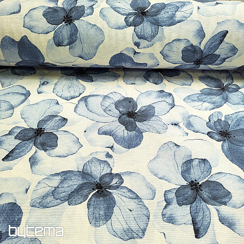 Tissu décoratif TUTUKI FLEUR BLEU