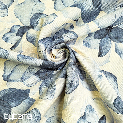 Tissu décoratif TUTUKI FLEUR BLEU