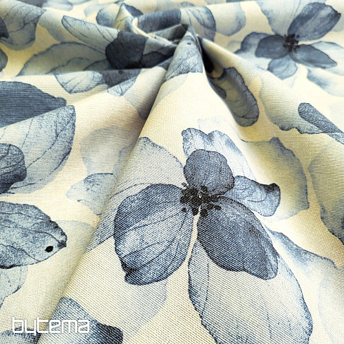 Tissu décoratif TUTUKI FLEUR BLEU