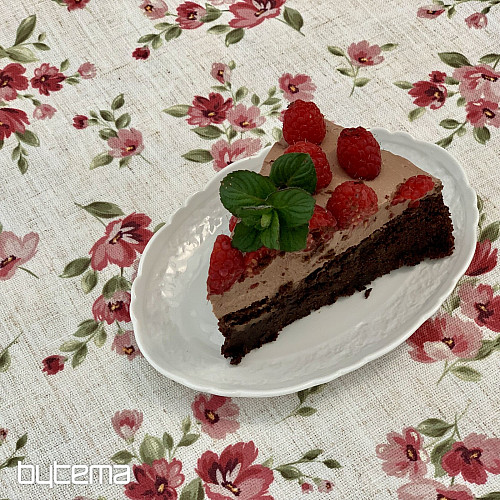 Nappe et foulard FLEURS LINO rouge