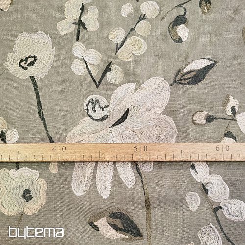 Tissu décoratif RICAMATO BRODERIE avec lin