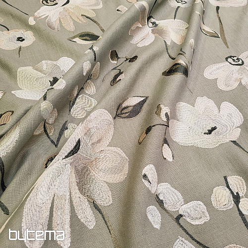 Tissu décoratif RICAMATO BRODERIE avec lin