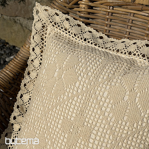 Taie d'oreiller décorative LACE FLOWS beige