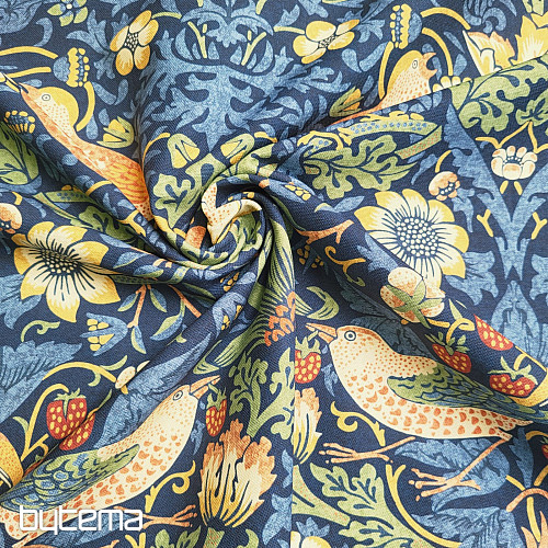 Tissu décoratif OISEAUX ET FRAISES