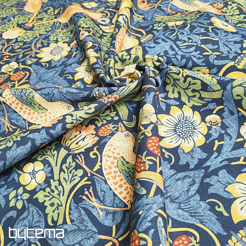 Tissu décoratif OISEAUX ET FRAISES