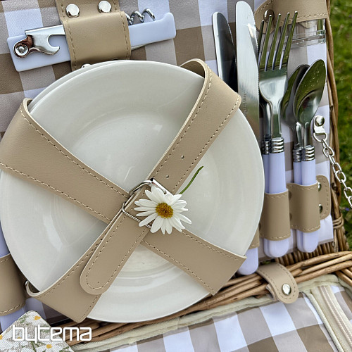 Panier de pique-nique GARDEN beige à carreaux pour 4 personnes