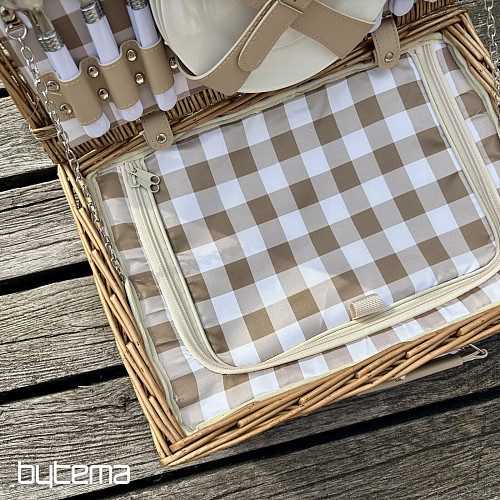Panier de pique-nique GARDEN beige à carreaux pour 4 personnes