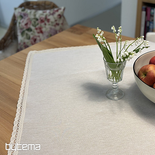 Nappe et foulard en tapisserie NATURE AVEC DENTELLE