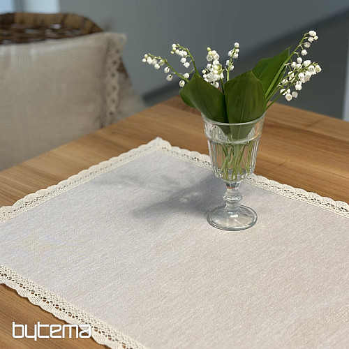 Nappe et foulard en tapisserie NATURE AVEC DENTELLE