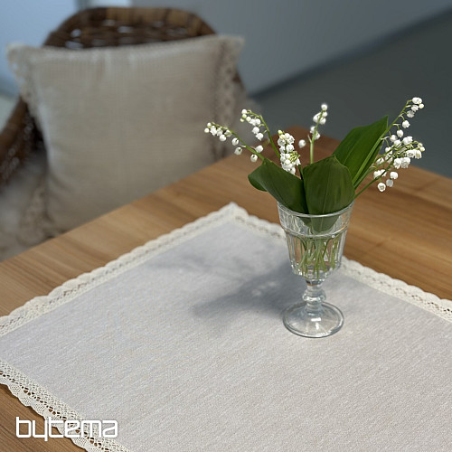 Nappe et foulard en tapisserie NATURE AVEC DENTELLE