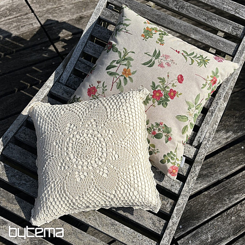 Housse décorative en dentelle FLEUR beige