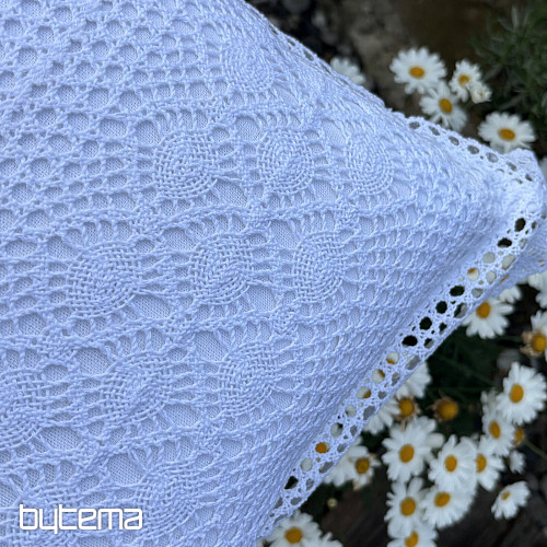 Couverture décorative en dentelle à fleurs, petites fleurs blanches