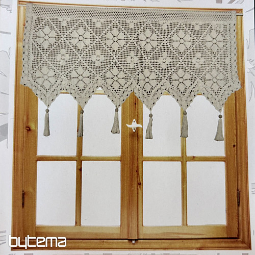Rideau en vitrail fini, dentelle au crochet beige