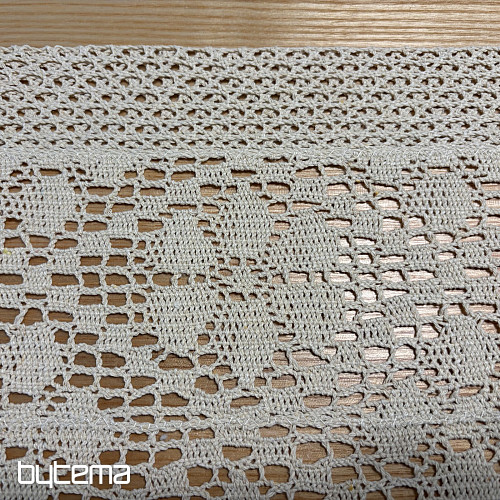 Rideau en vitrail fini, dentelle au crochet beige