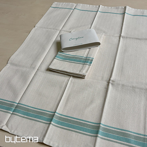 Serviettes à rayures françaises turquoise 70x50 cm (lot de 2)