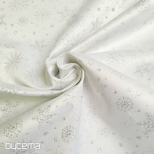Tissu décoratif Téflon FLAKES COPO LUREX argent
