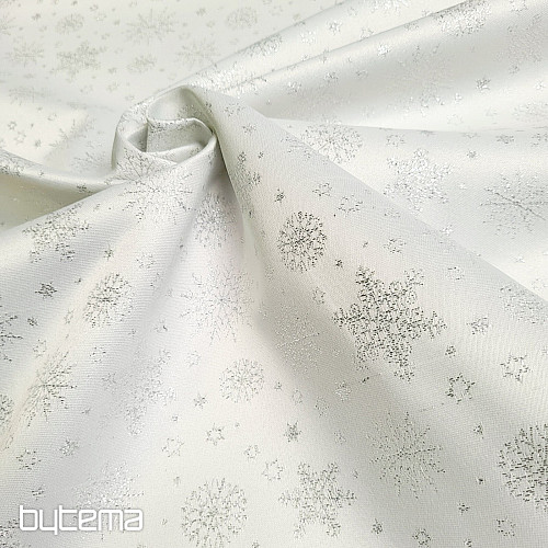 Tissu décoratif Téflon FLAKES COPO LUREX argent