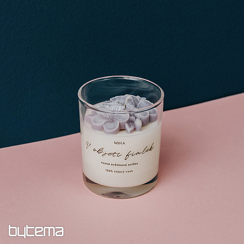 Bougie parfumée aux fleurs « Dans l’étreinte du violet »