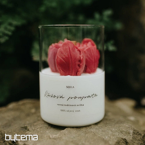 Bougie florale parfumée aux boutons de rose avec couvercle