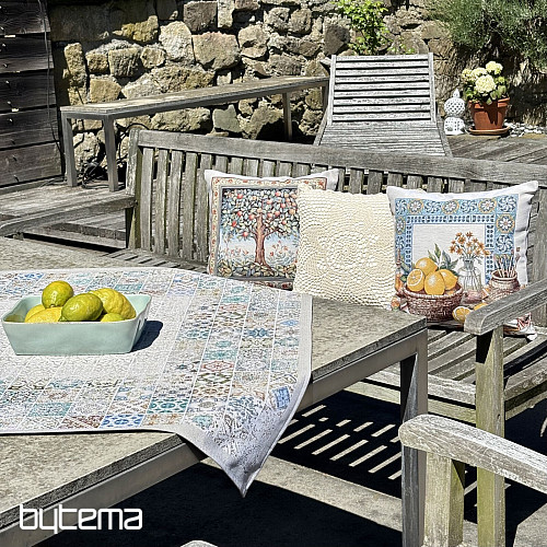Nappe et foulard en tapisserie, mosaïque vintage