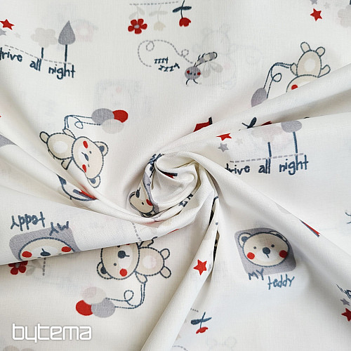 Tissu pour enfant TEDDY BEAR rouge