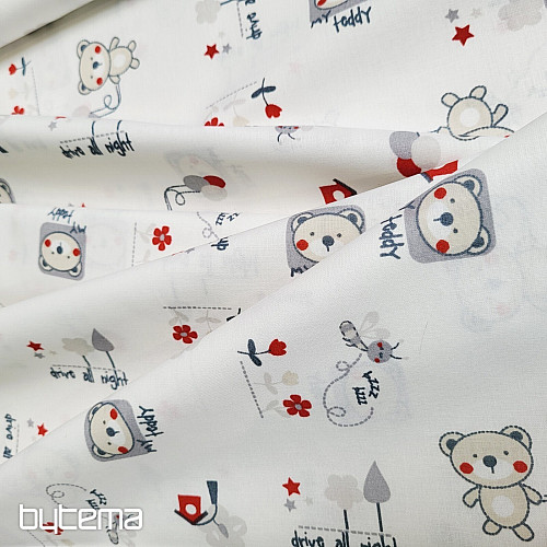 Tissu pour enfant TEDDY BEAR rouge